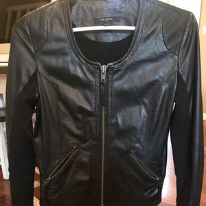 Scoop lightweight leather shirt jacket
